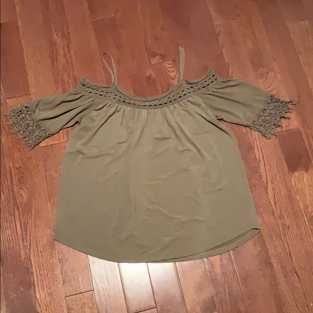 Green Cold Shoulder top